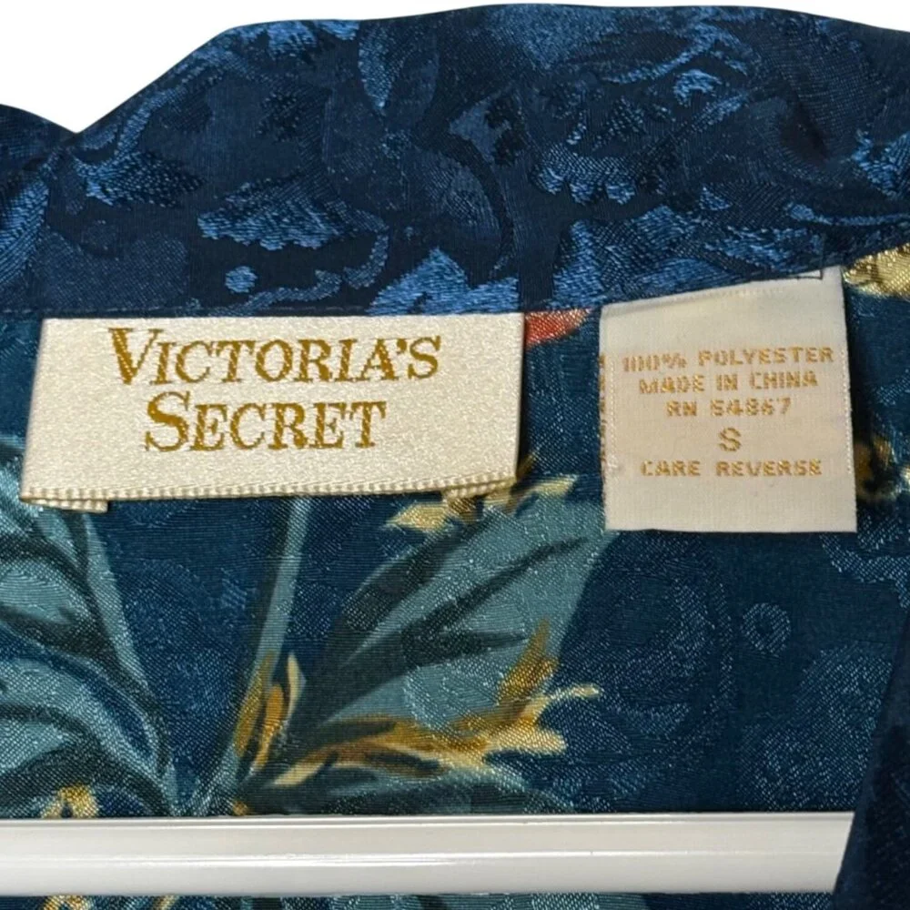 Victoria’s Secret Gold Label Vintage 90s Floral Paisley Sleep Shirt S Collared - Picture 3 of 9